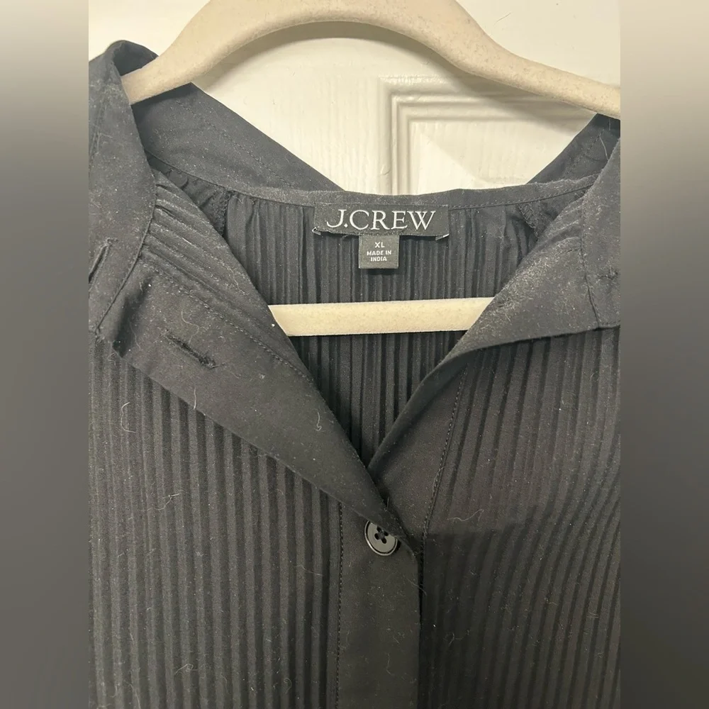 J. Crew Black Eyelet Pleated Short Sleeve Blouse - Picture 3 of 3